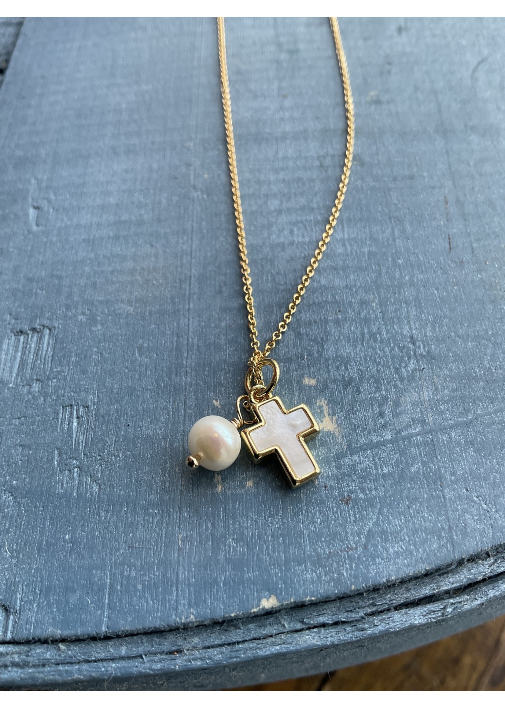Wendy Perry Designs Claire Cross and Pearl Necklace