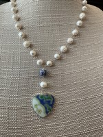 Wendy Perry Designs Lime and Blue Heart Shaped Beaufort Necklace