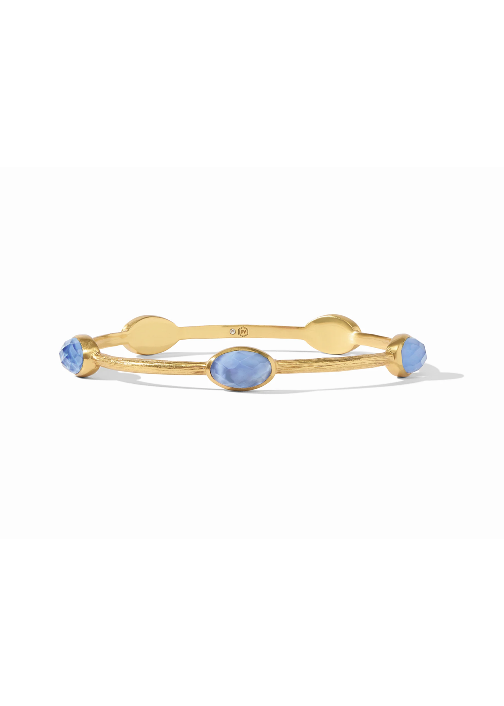 Julie Vos Ivy Stone Bangle Chalcedony Blue Med