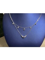 Jordans Double Layer Diamond and Sapphire Necklace 14kwg