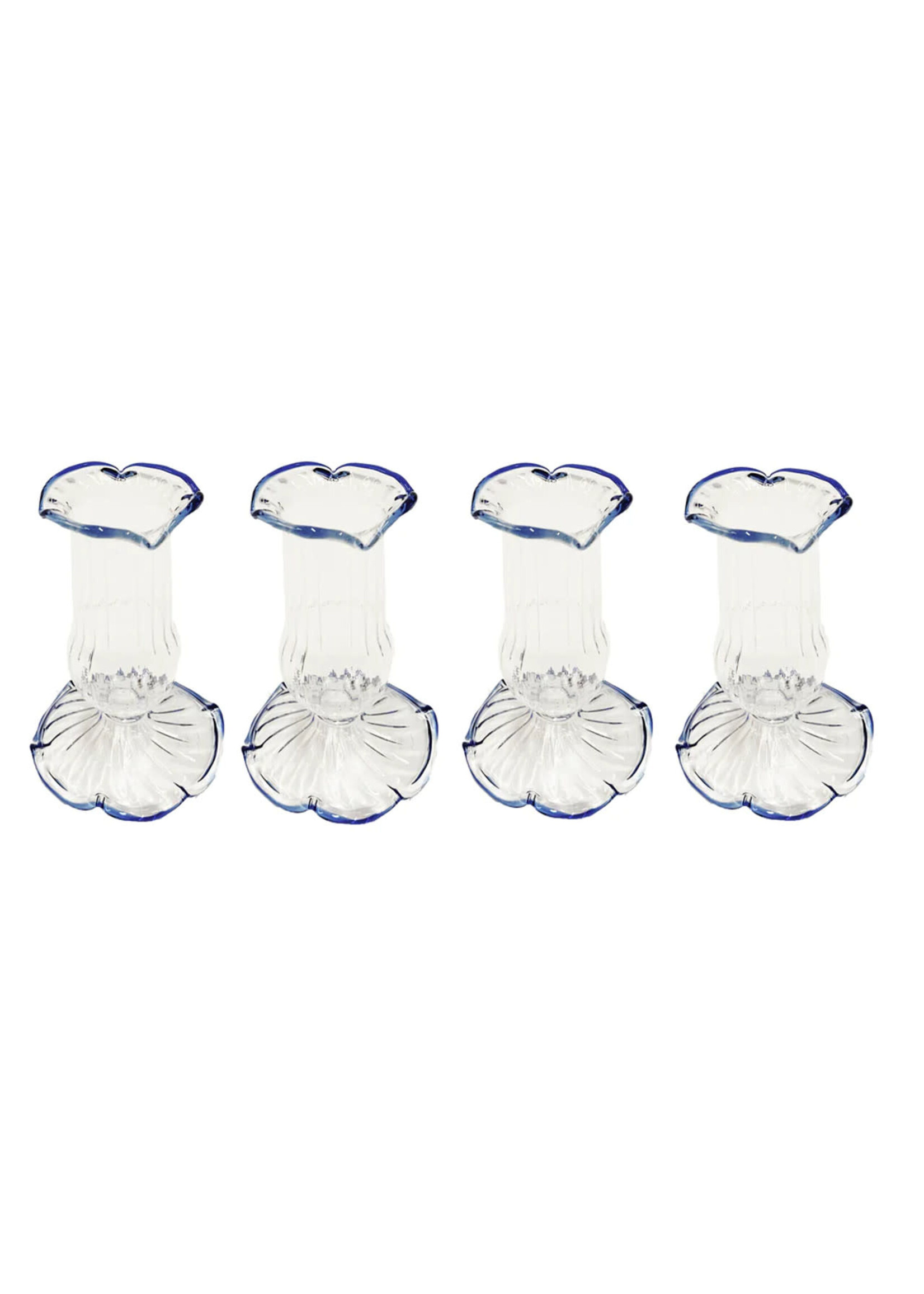 Jordans Ruffle Blown Candle Holder Blue Set of 4