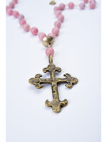 Wendy Perry Designs Pink Opal Cross Necklace