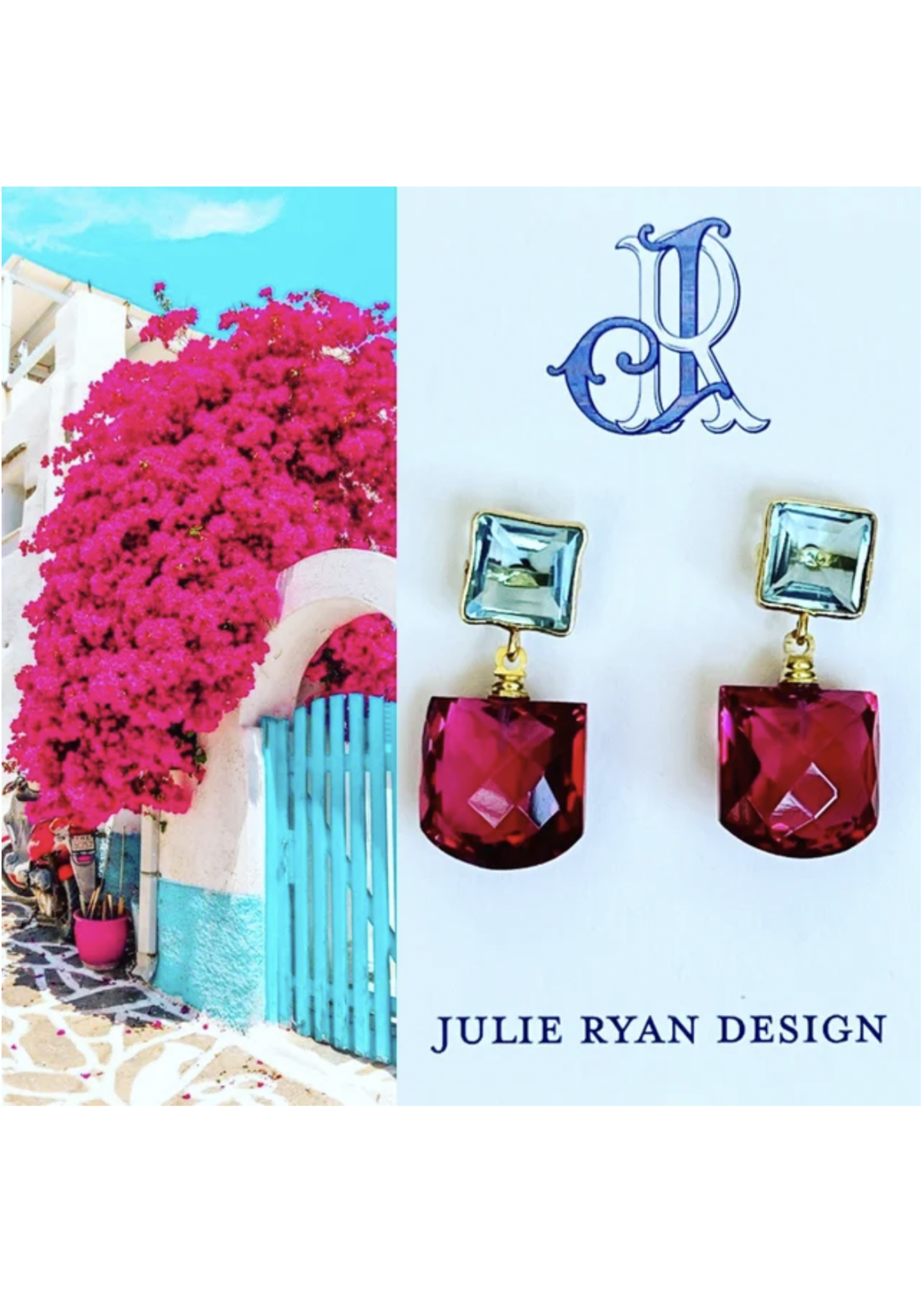 Julie Ryan Newport Aqua Quartz and Rubellite