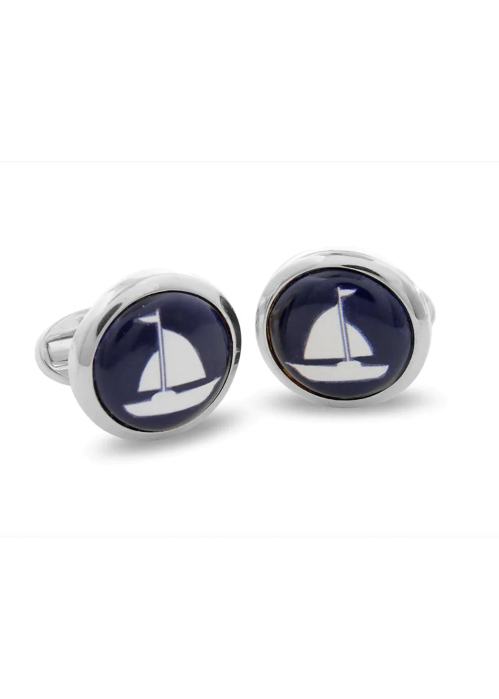 Halcyon Days Sail Boat Palladium White Cufflinks