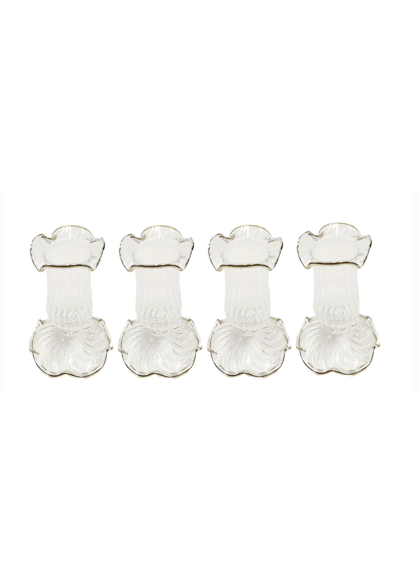 Jordans Ruffle Blown Candle Holder Gold Set of 3