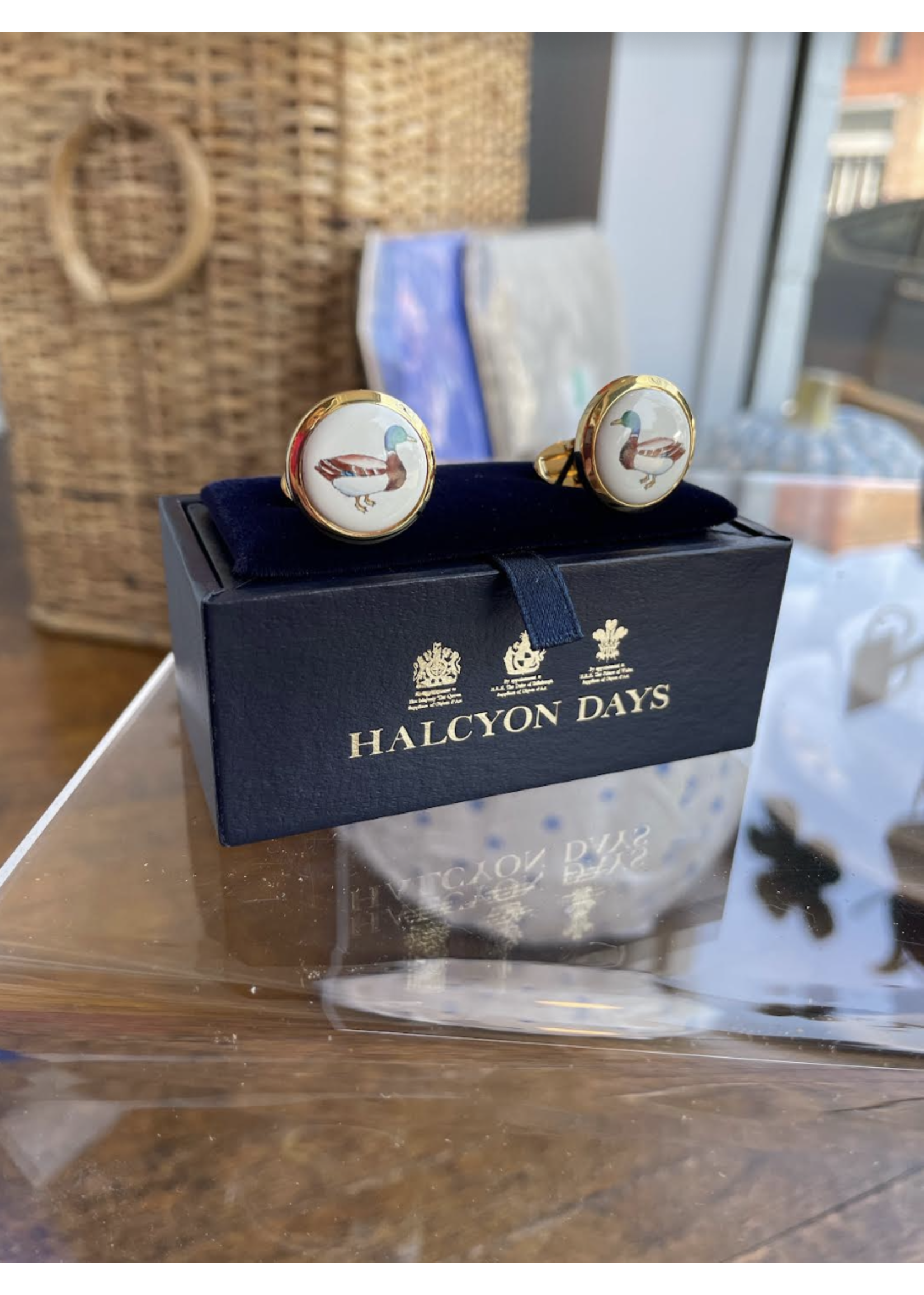 Halcyon Days Mallard Palladium Gold Cufflinks