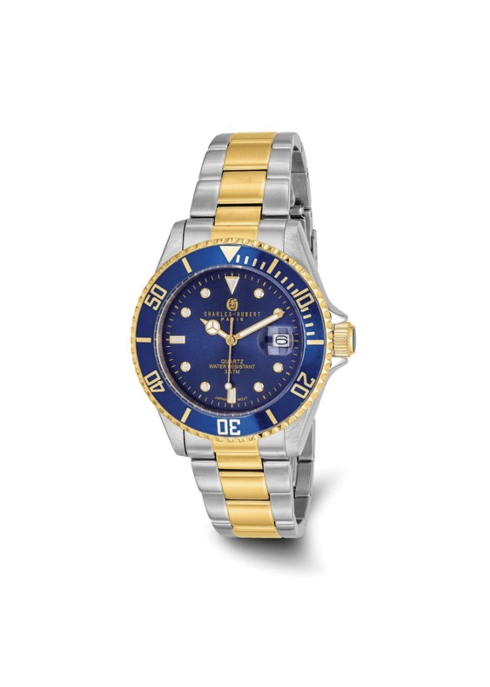 Charles Hubert Two Tone Stainless Steel Watch - Blue