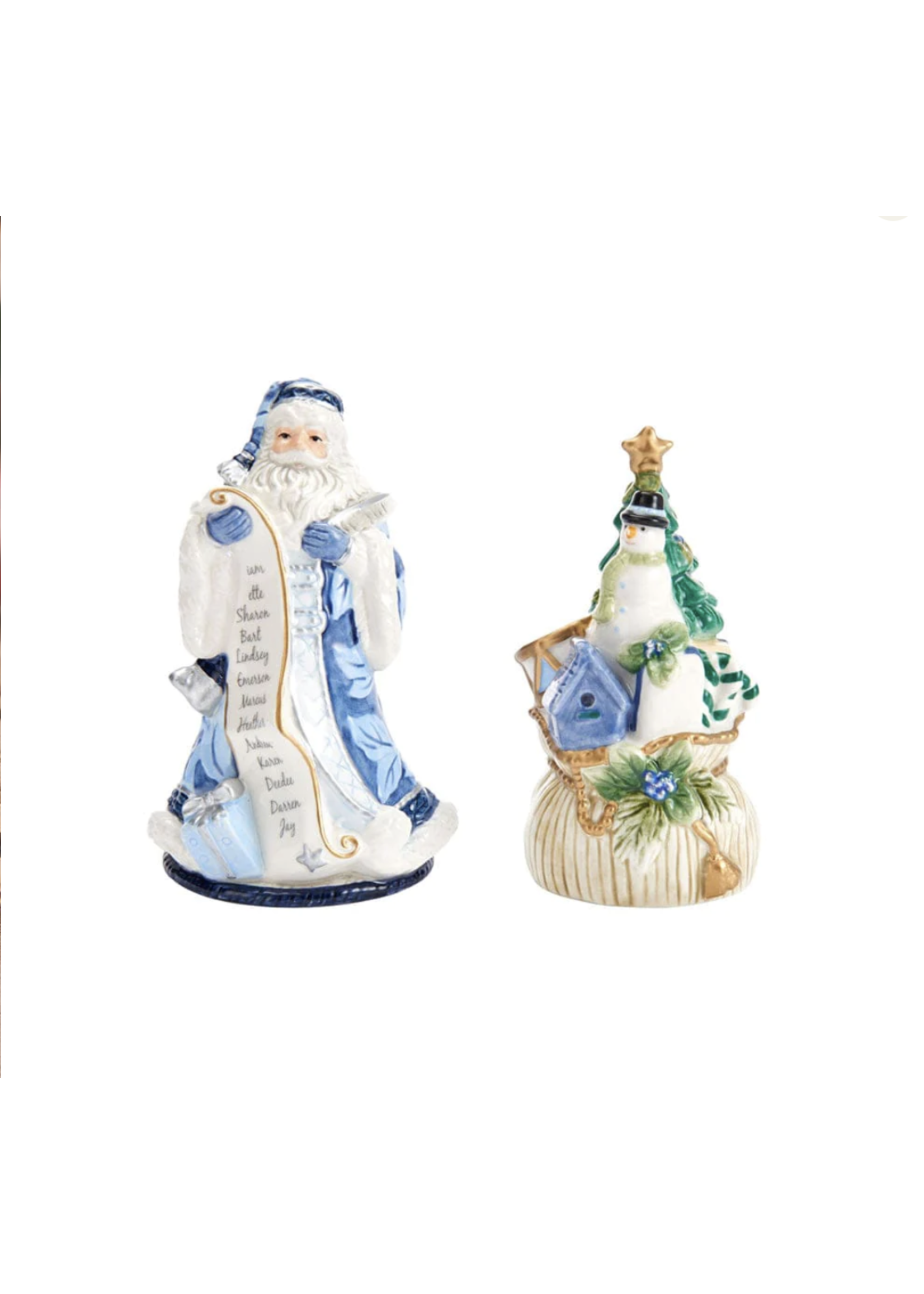 Fitz & Floyd Holiday Home Blue Salt and Pepper Set