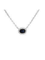 Jordans Sapphire Oval .05 dia Halo Pendant 14kw