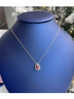 Jordans 14k .07cttw Diamond Halo and Garnet Necklace