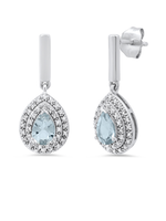 Jordans Aquamarine Pear Diamond Drop Earring 10kwhite