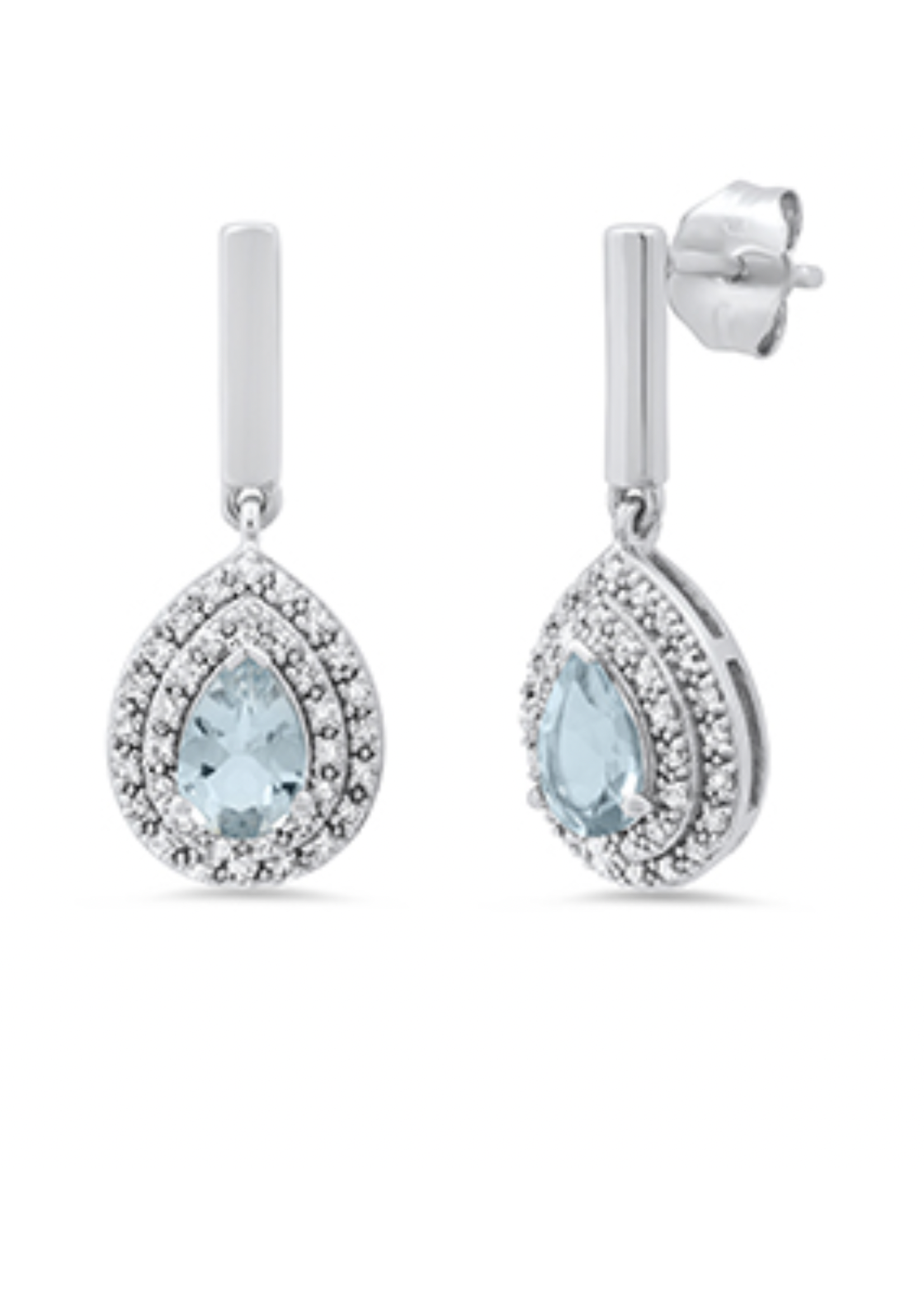 Jordans Aquamarine Pear Diamond Drop Earring 10kwhite