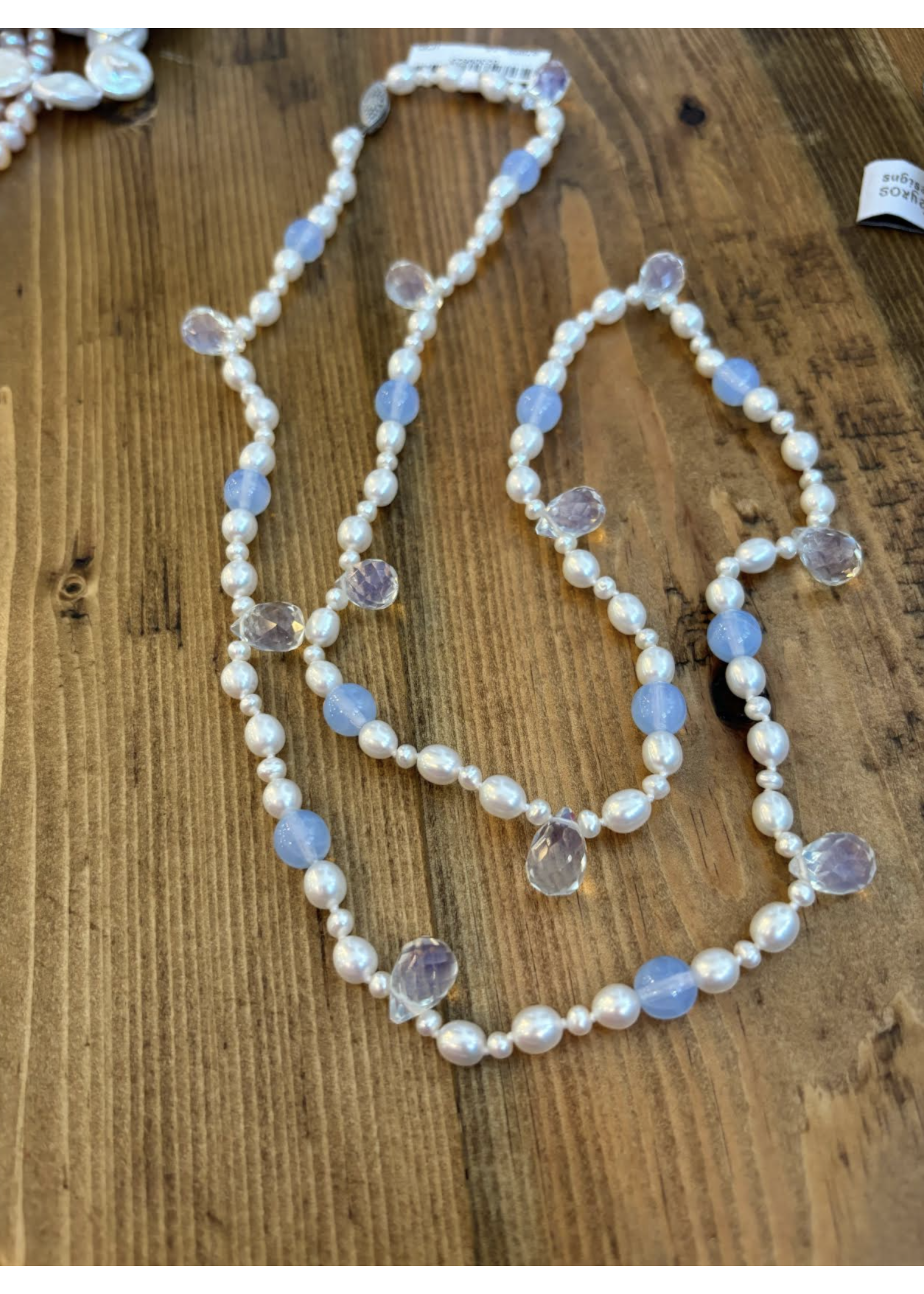 Jordans 30 in Blue Crystal and Pearl Necklace Sterling