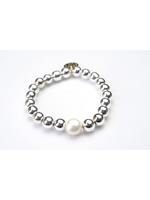 Wendy Perry Designs 8mm Silver Pearl Big Rock Bracelet