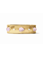 Julie Vos Cannes Statement Hinge Bangle Gold Iridescent Rose  w/ Pearl Accents - One Size