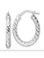 Jordans Diamond Cut Sterling Oval Hoops