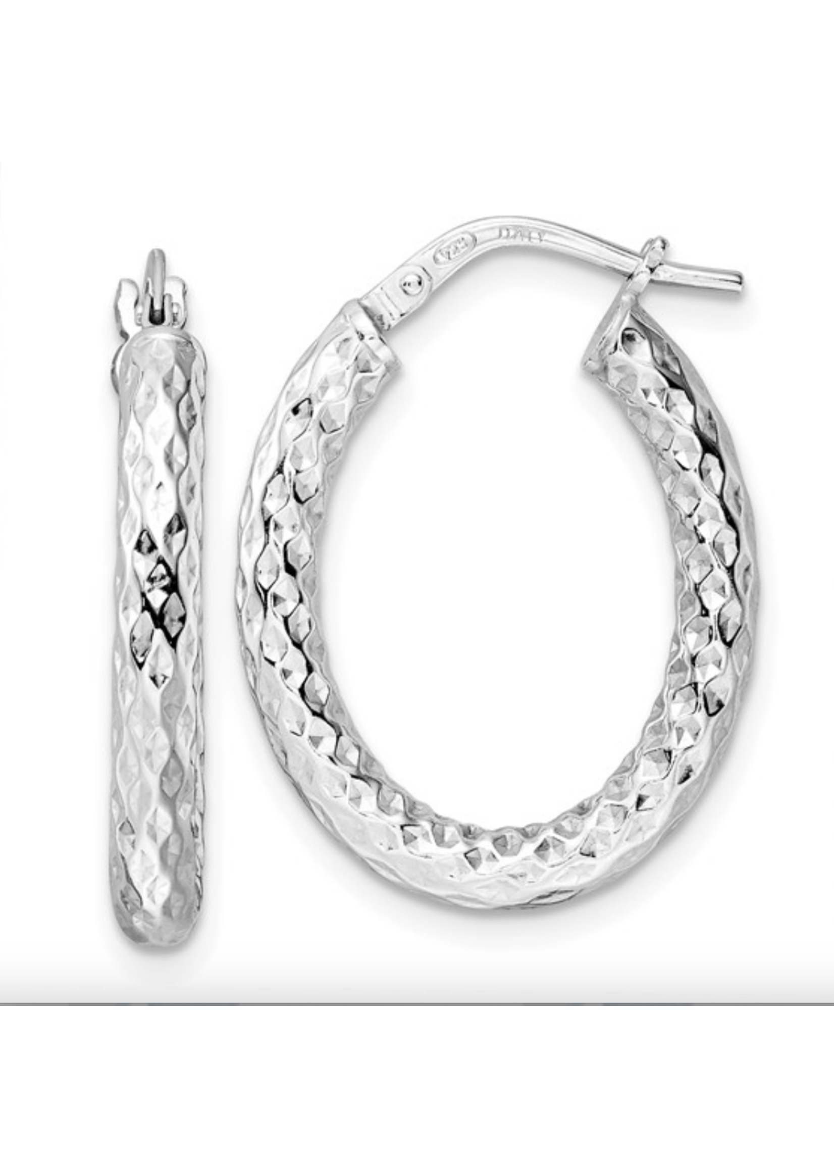 Jordans Diamond Cut Sterling Oval Hoops