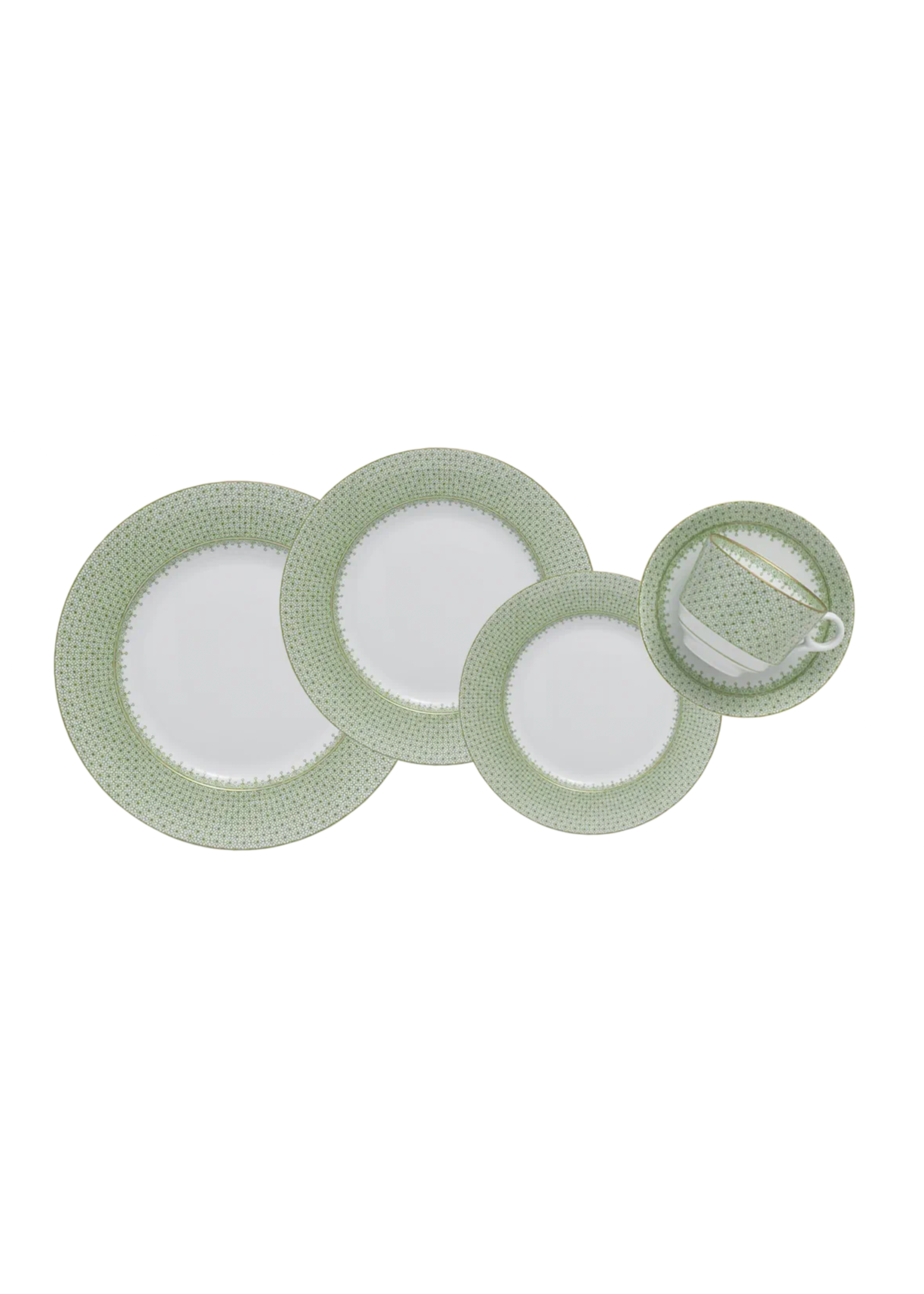 Mottahedeh Apple Green Lace 5 pc Place Setting