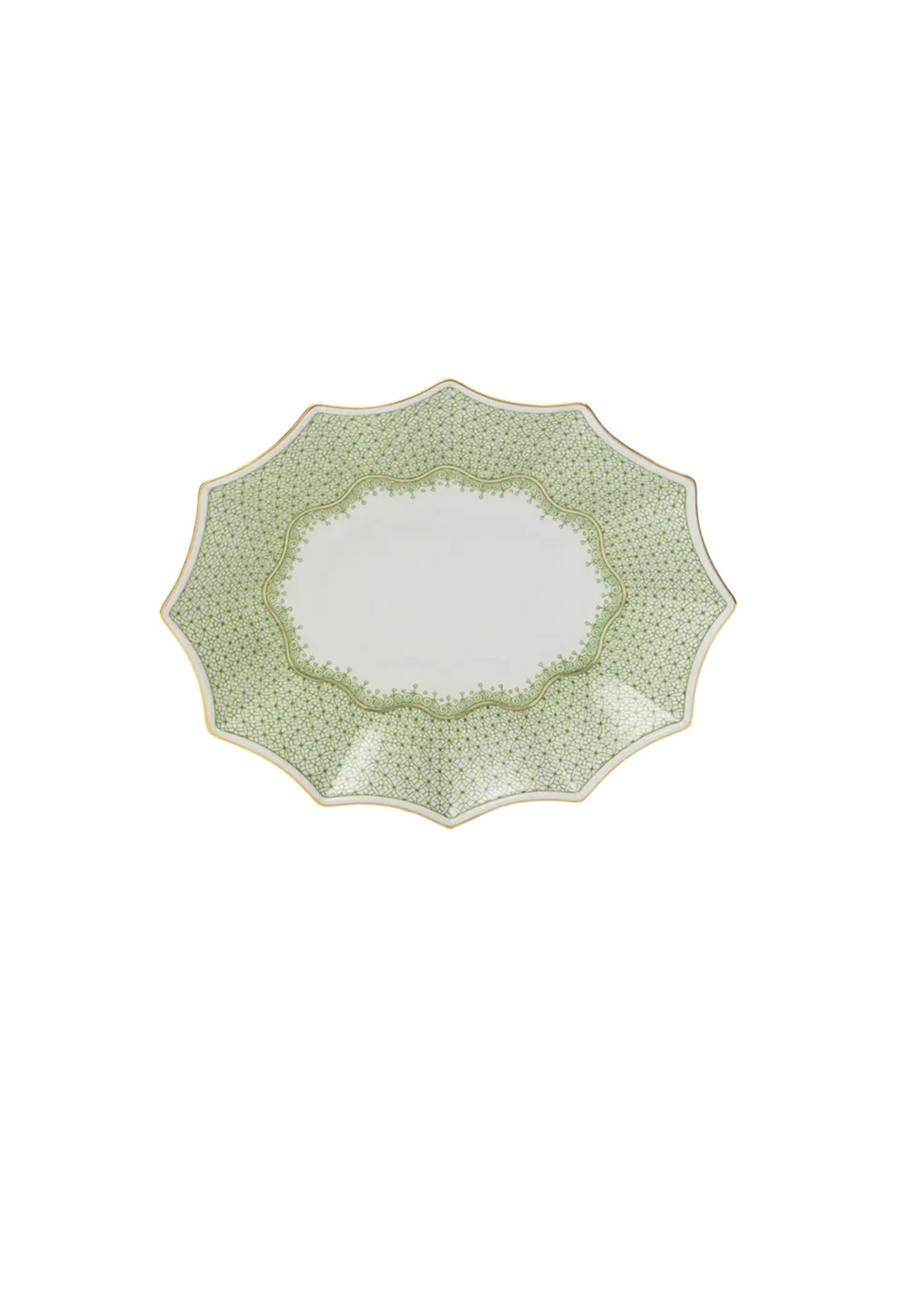 Mottahedeh Apple Green Lace Large Fluted Tray