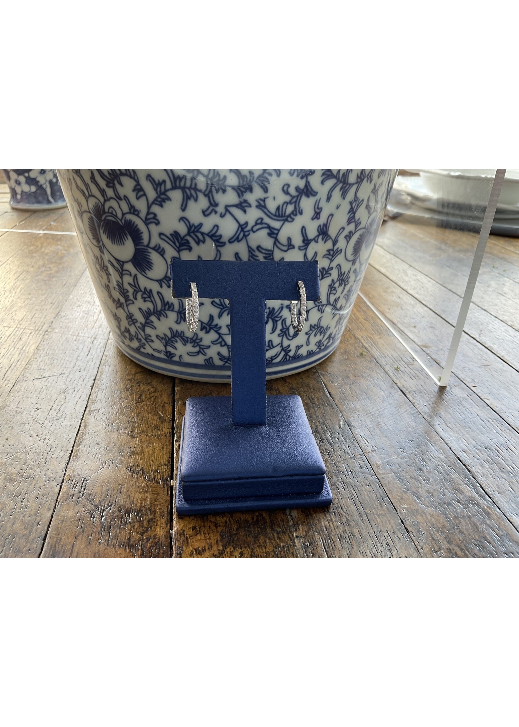 Jordans CZ Sterling Huggie Round In and Out Hoops