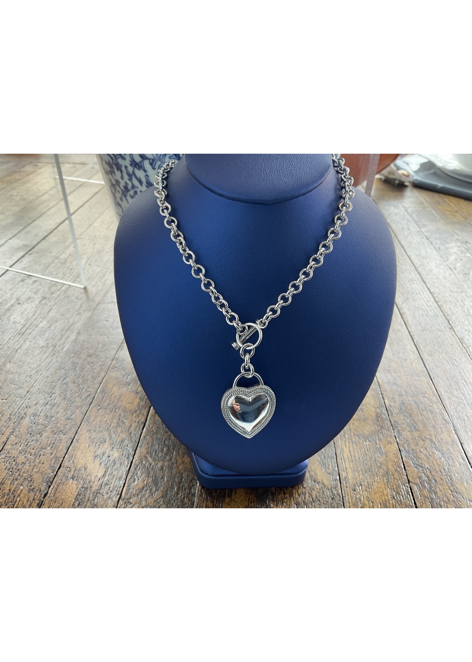 Jordans SS Engraveable Heart Pendant on Toggle Chain