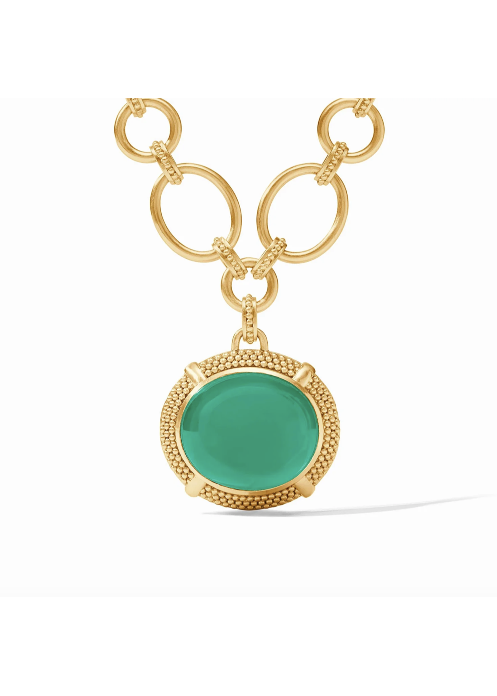 Julie Vos Cabochon Statement Necklace Emerald Green