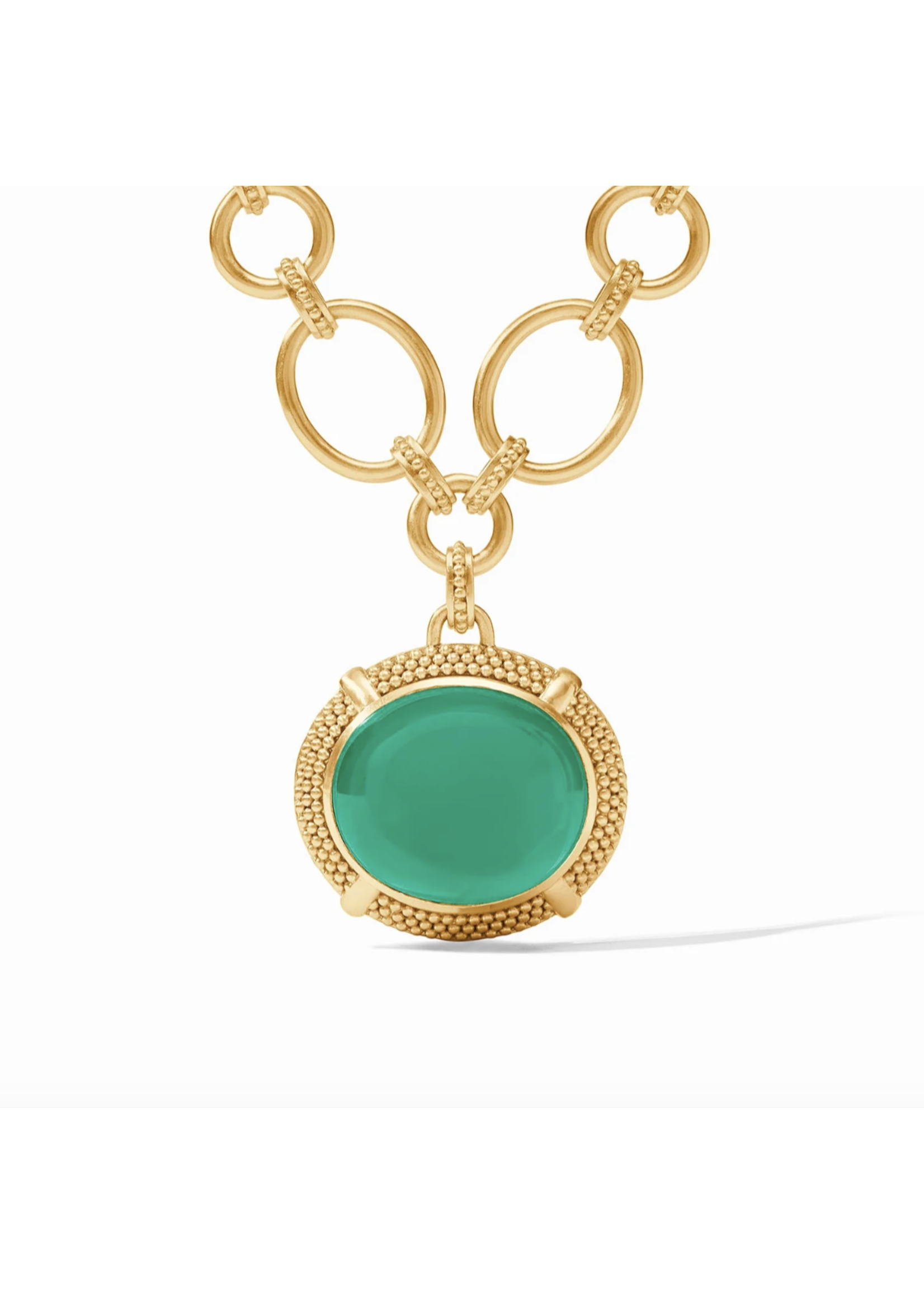 Julie Vos Cabochon Statement Necklace Emerald Green