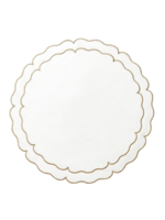 Skyros Designs Linho Scalloped Round Placemat White / Gold - Set of 2