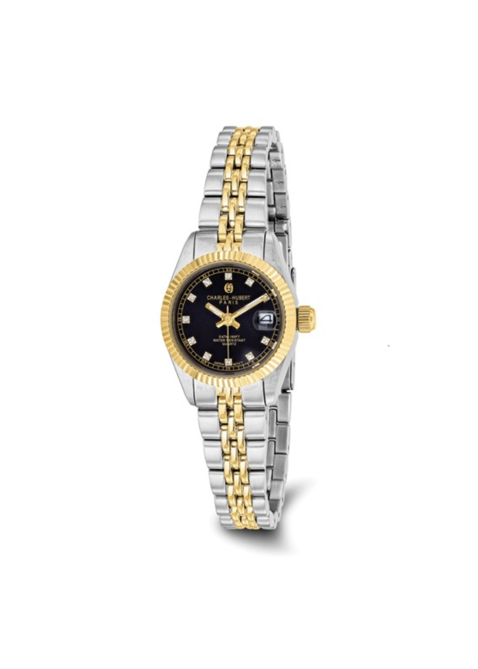 Charles Hubert Two Tone Stainless Steel Black Dial Women's Watch