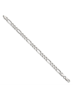 Jordans 6.75mm Figaro Sterling Silver Bracelet 8in