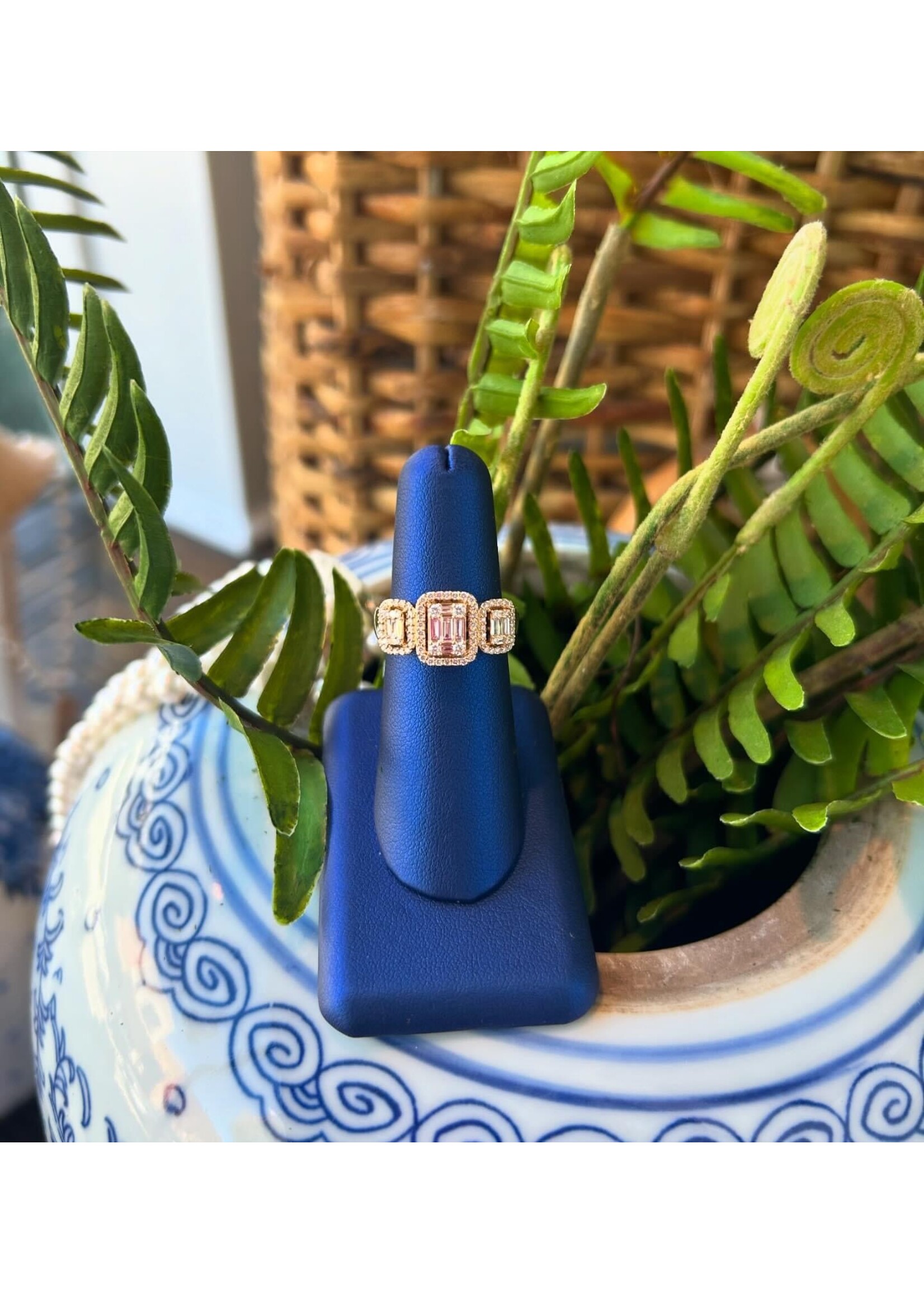 Jordans Halo Trio Baguette Ring .98 cttw 14k