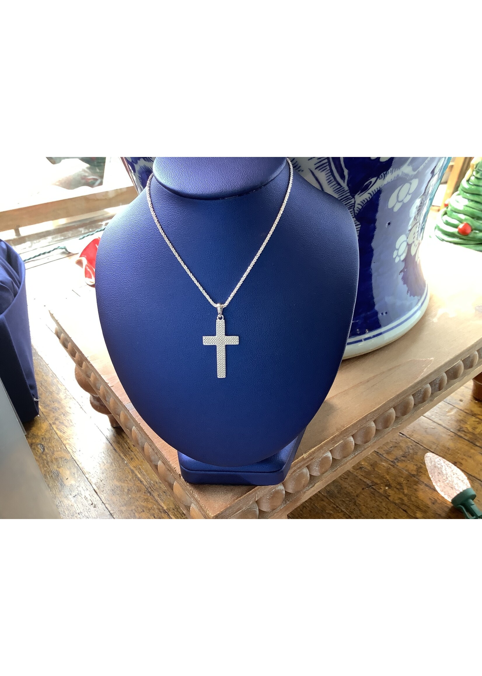 Jordans Glitzy CZ Cross on 18in Chain