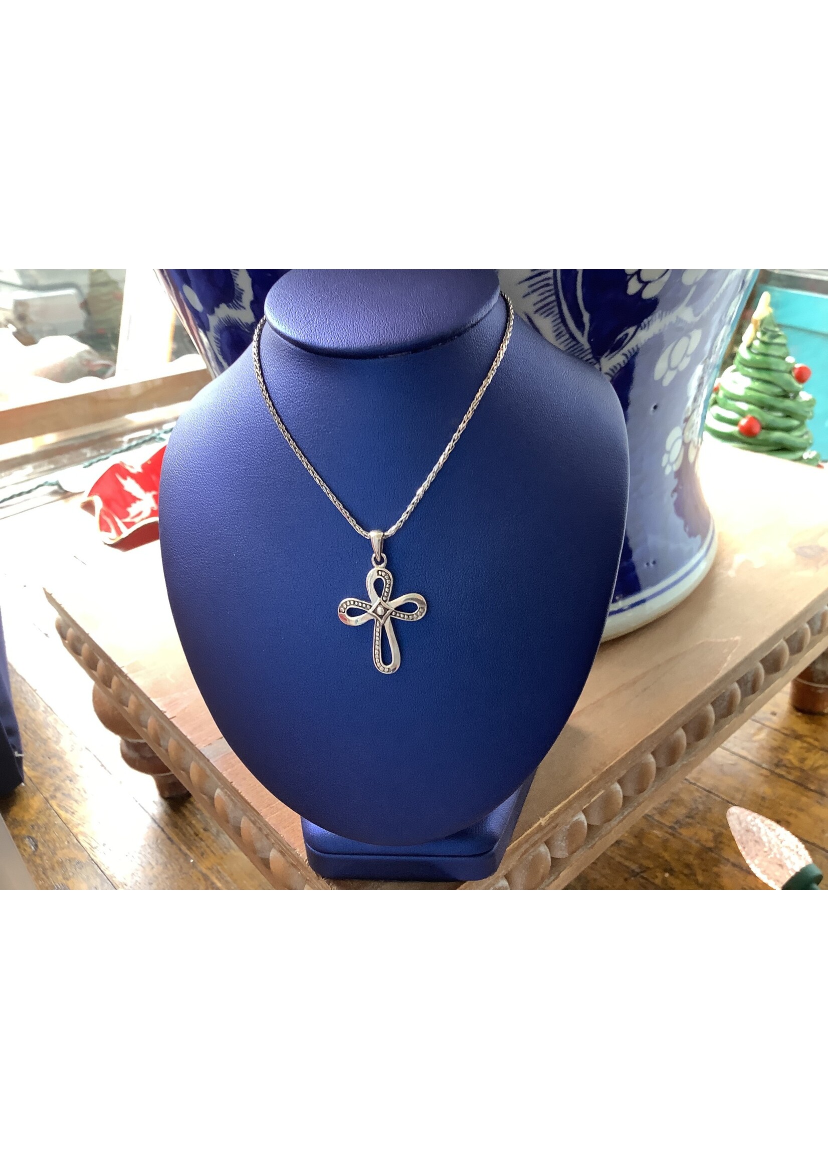 Jordans Antiqued Beaded Sterling Silver Cross