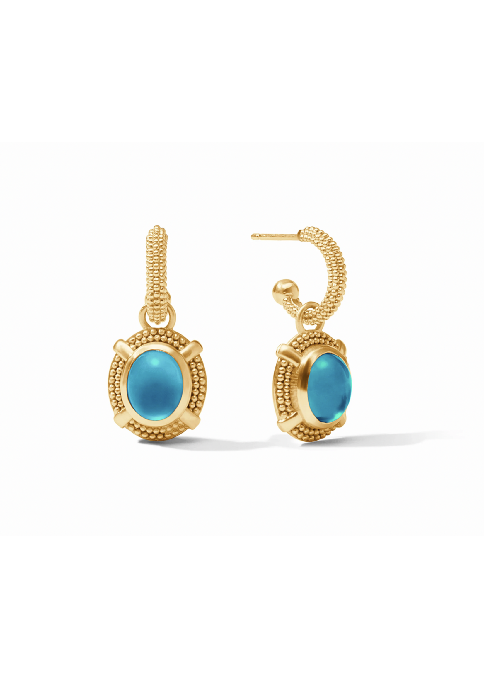 Julie Vos Cabochon Hoop & Charm Earring London Blue