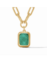 Julie Vos Cheval Paperclip Statement Necklace Emerald Green