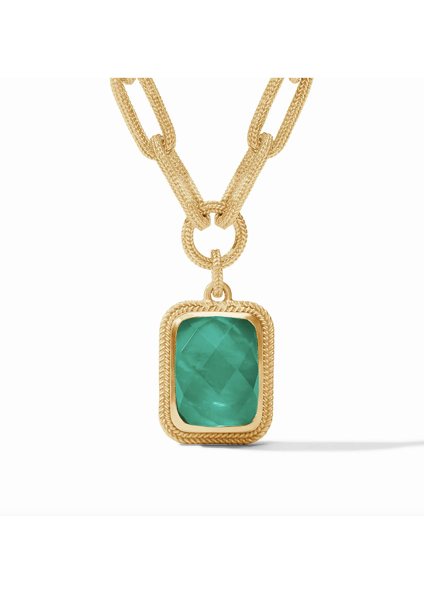 Julie Vos Cheval Paperclip Statement Necklace Emerald Green