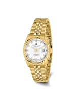 Charles Hubert Mens Gold Tone Stainless Steel White Dial Watch