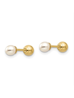 Jordans 14k Reversible 3.5mm Pearl and Gold Bead Screw Back