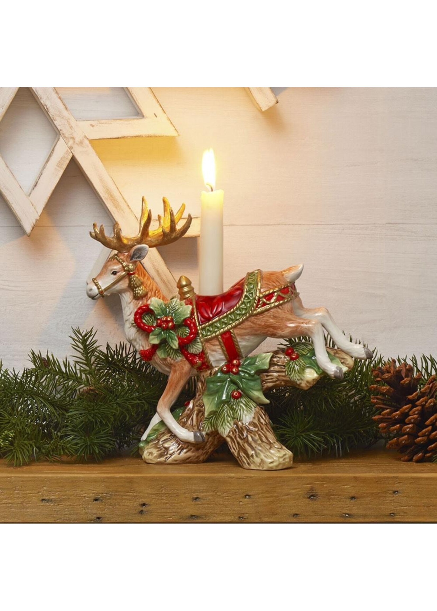 Fitz & Floyd Holiday Home Landing Deer Candle Holder