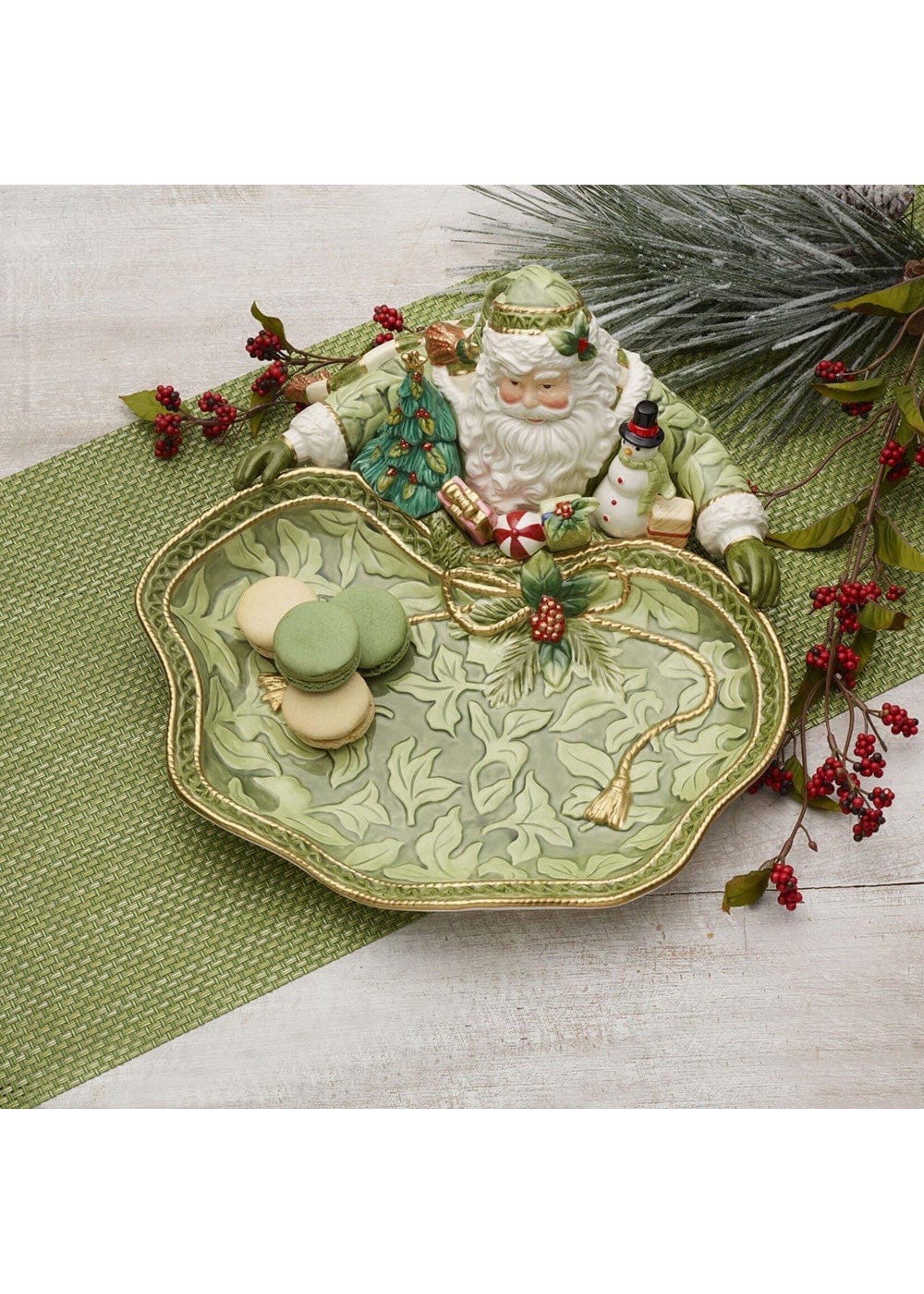Fitz & Floyd Holiday Home Green Santa Server