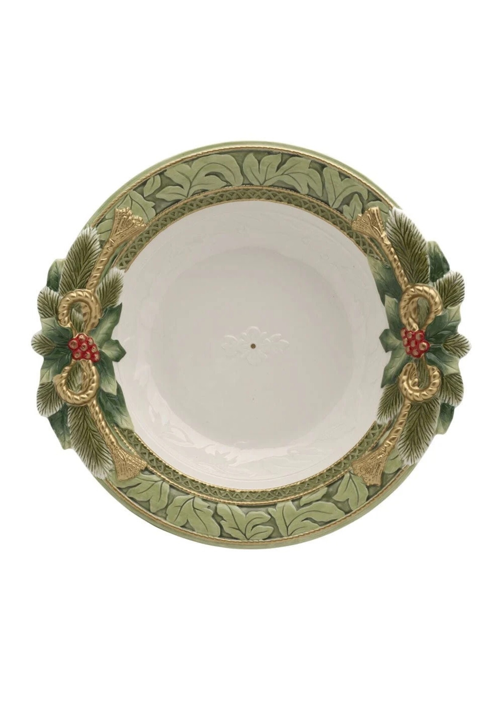 Fitz & Floyd Holiday Home Green Serving Bowl