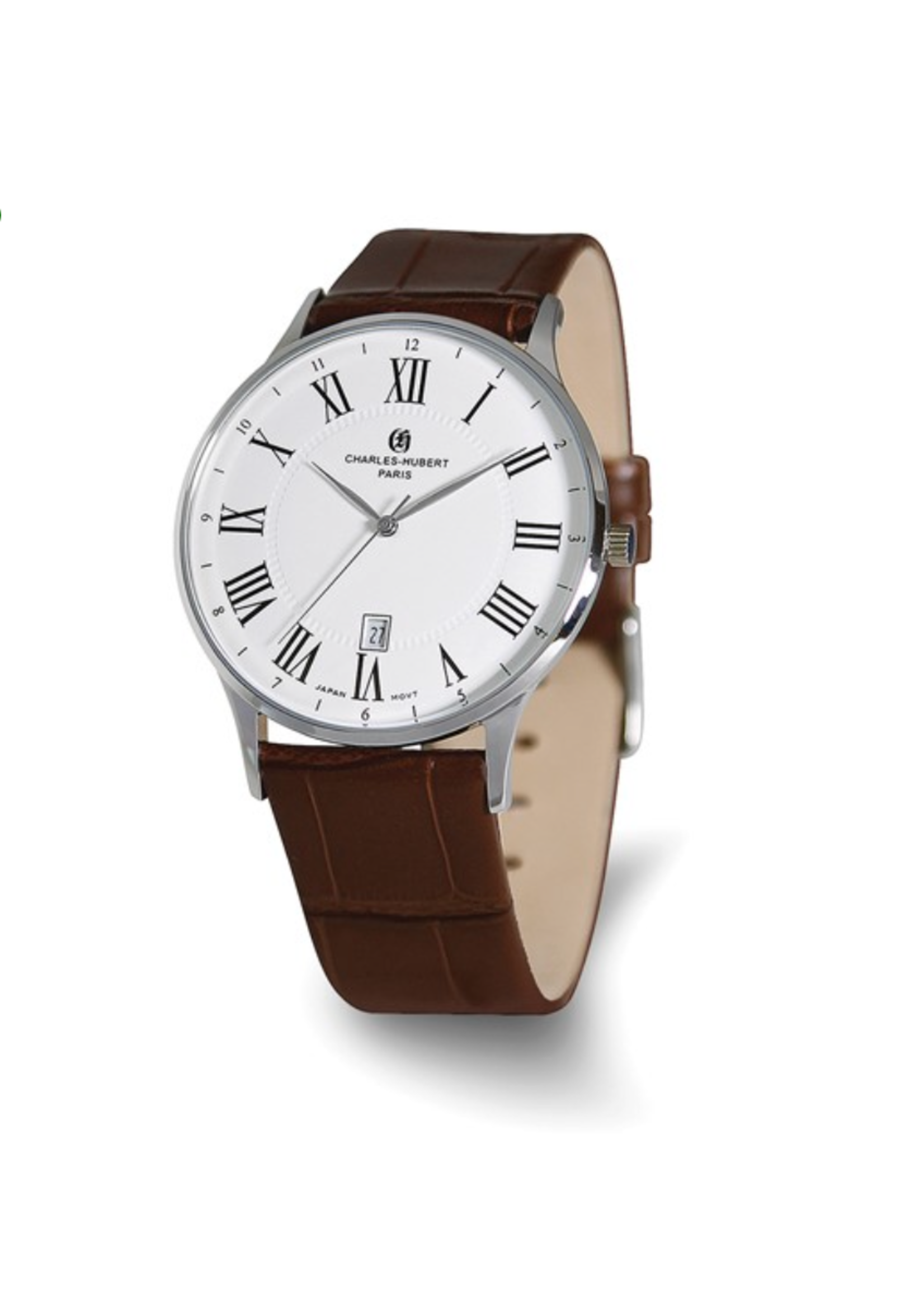Charles Hubert Mens Stainless Steel Quartz Watch Roman Numeral Dial