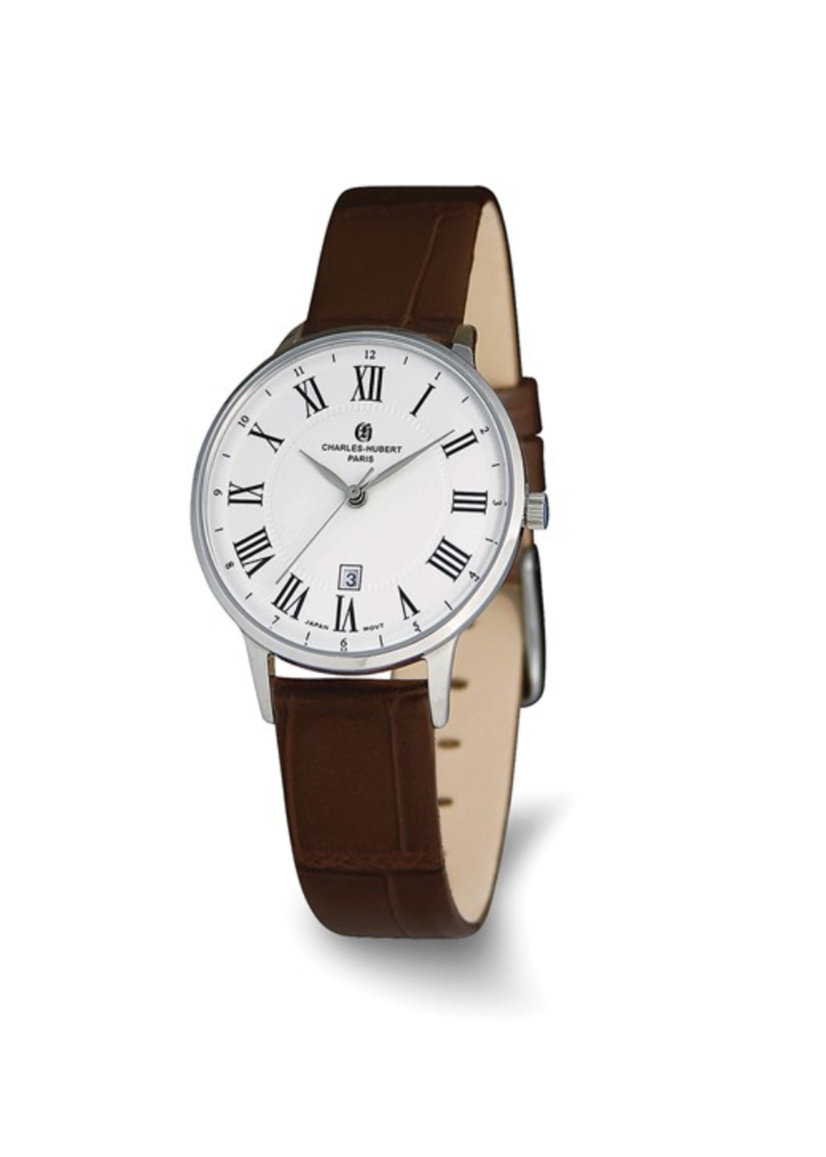Charles Hubert Ladies Stainless Steel Quartz Watch Roman Numeral Dial