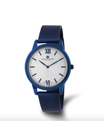 Charles Hubert Mens Blue Stainless Off-White Dial Mesh Watch