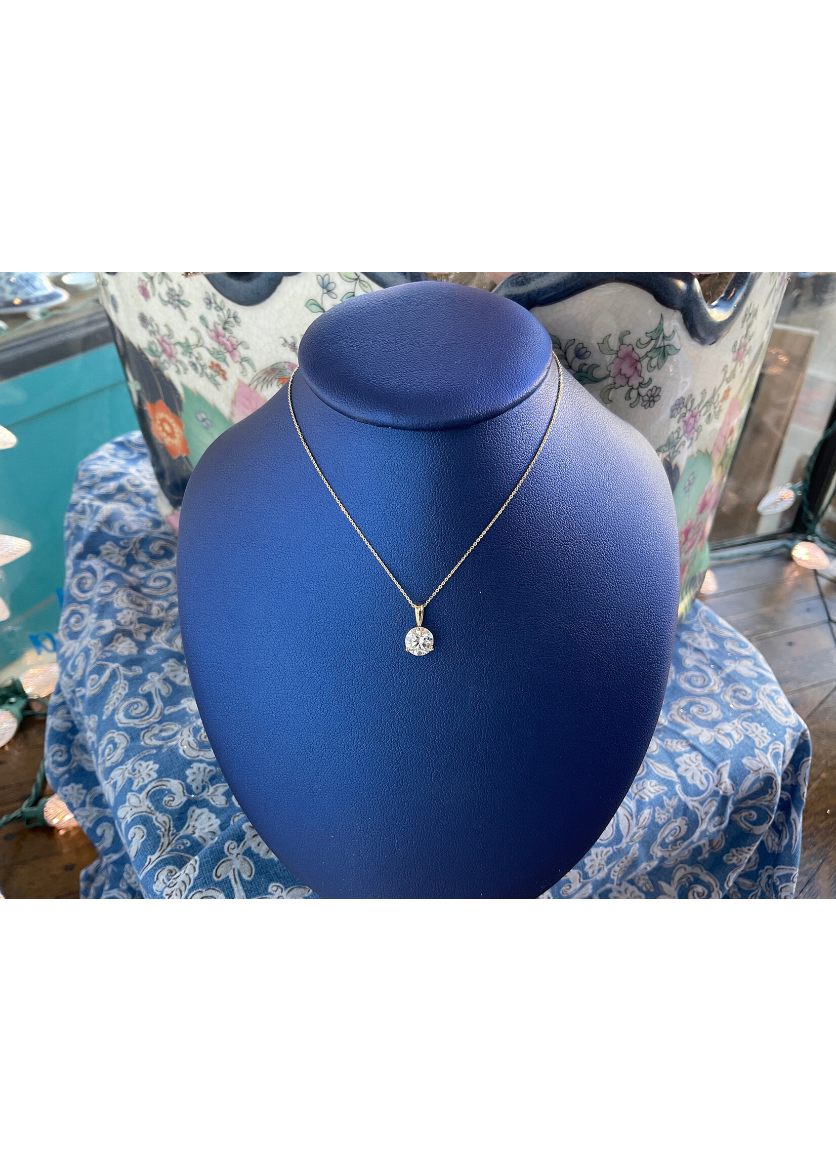 Jordans 1ct Lab Grown Round Solitaire Pendant 14k on Adj chain 16-18