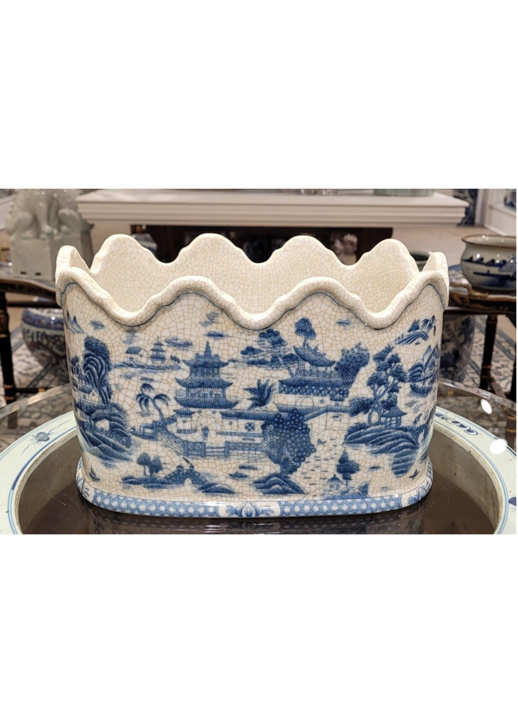 Jordans Blue and White Scene Scalloped