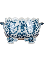 Jordans 12in Footed Lion Blue Scallop Planter