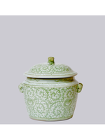 Jordans Green Porcelain Scrolling Peony Lug Jar