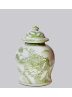 Jordans Medium Green Landscape Temple Jar