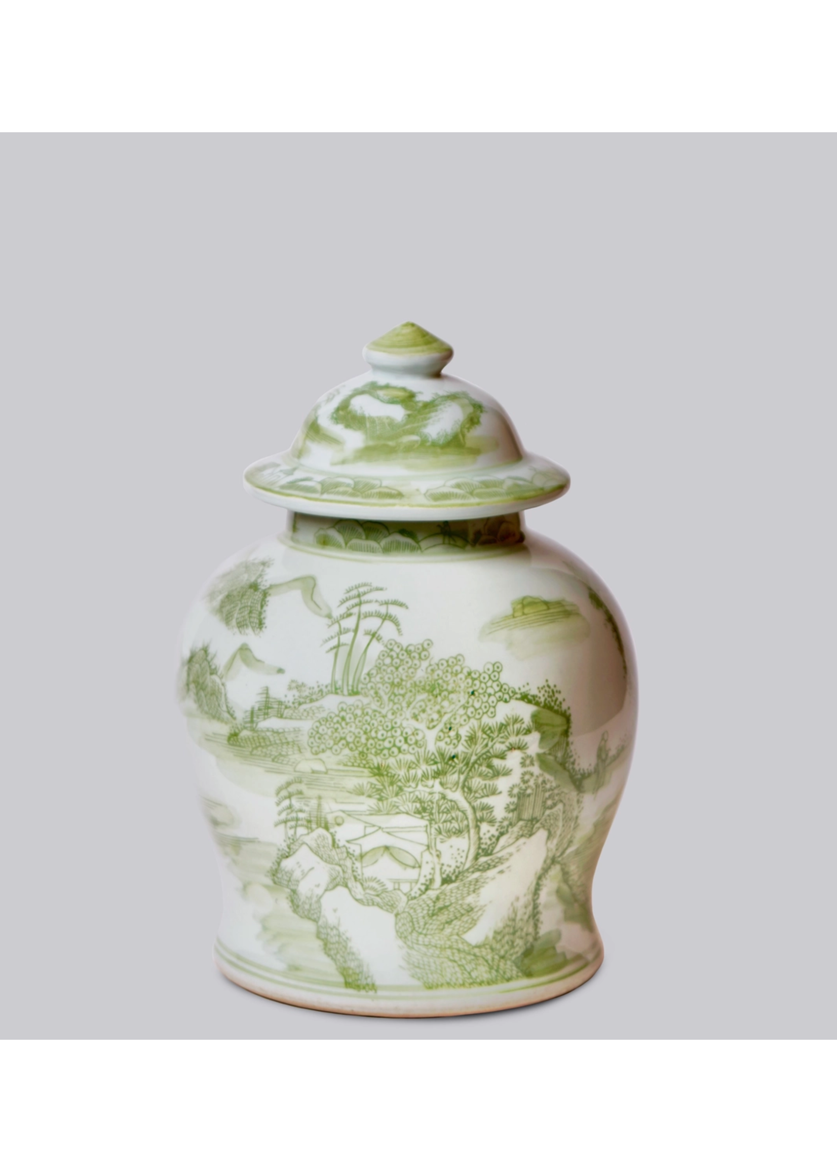 Jordans Medium Green Landscape Temple Jar